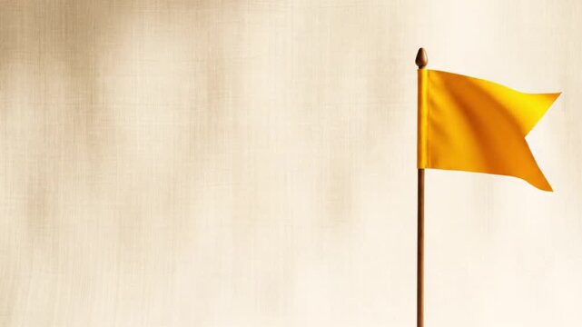 Soft cream background with small temple flag icon, simple and clean, space right