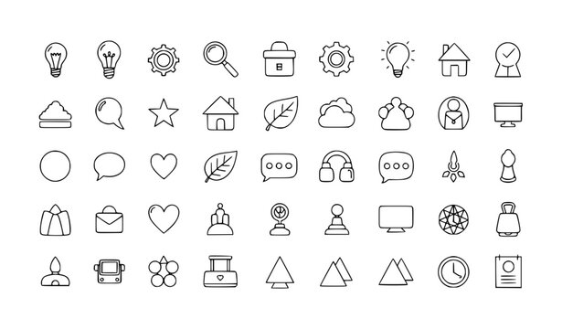 SEO Title:
Assorted Outline Objects Line Art Vector Illustration Minimal Icon Collection