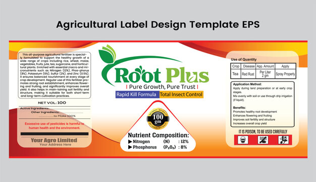 Agricultural Pesticide Bottle Label Design for Product Packaging