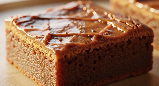 Delicious butterscotch brownie on a plate, National Butterscotch Brownie Day