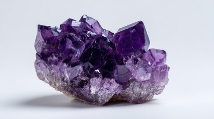 Fototapeta premium Natural amethyst crystal cluster with intricate facets and deep purple hue