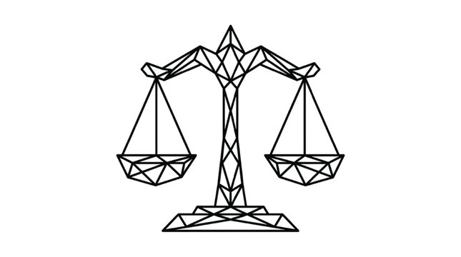 Minimalist Geometric Libra Zodiac Constellation | Modern Astrology Star Sign Polygon Line Art Isolated Transparent PNG