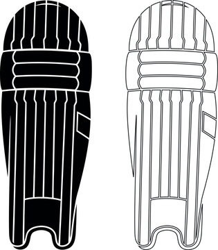 Cricket wicket keeping pads silhouette illustration for sports equipment protection