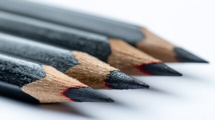 Obraz premium Close up of graphite pencils with sharp tips and wooden casings highlighting textures and details