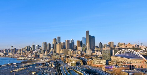 Obraz premium seattle, washington skyline at sunset