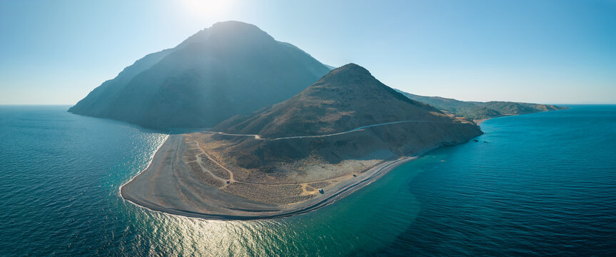 Aerial View of Protected Eastern Coast Cliffs in Samothrace Greece