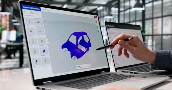 Mechanical Engineer Examines 3D Stress Analysis Data
