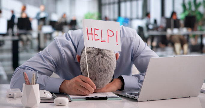 Accountant Stressed Amidst Stacks Of Documents, Waving