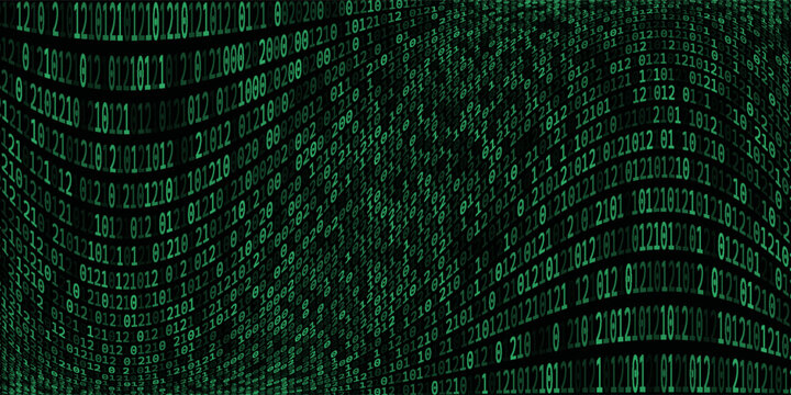 red cyber hack notification alert in green matrix binary data falling with corrupted data lines background banner template