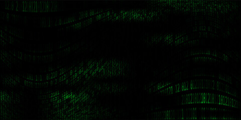 red cyber hack notification alert in green matrix binary data falling with corrupted data lines background banner template © Dul