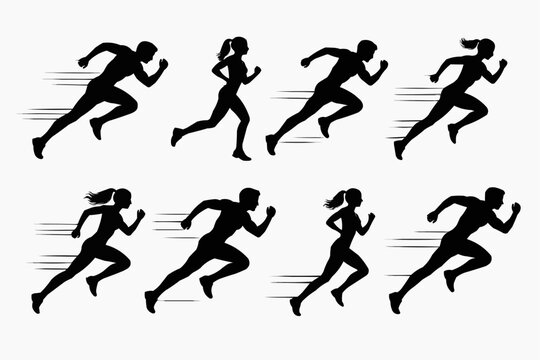 Running People Silhouettes
Sprint Athlete Set
Runner Action Collection