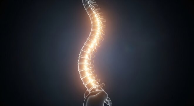 Dynamic glowing human spine perfect for World Ankylosing Spondylitis Day