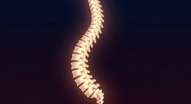 Dynamic glowing human spine perfect for World Ankylosing Spondylitis Day
