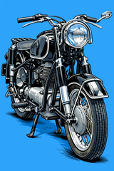Fototapeta premium Vintage Classic Motorcycle Detailed Vector Illustration