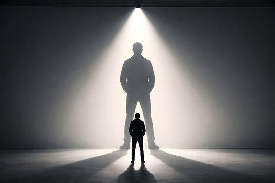 Oversized Shadow Silhouette of a Person Representing Potential, Fear and Inner Growth