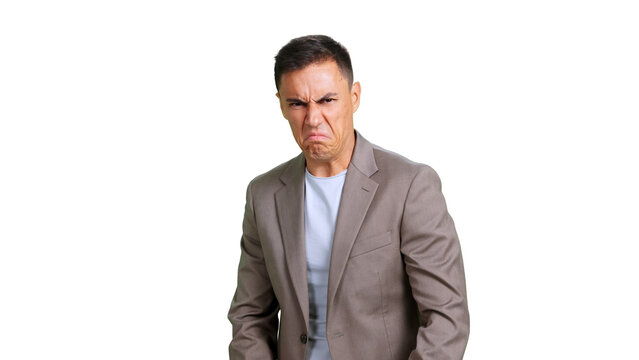 Business man expressing aversion with disgusted facial expression