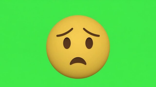3D Sad Emoji Face Expression Green Screen Animation