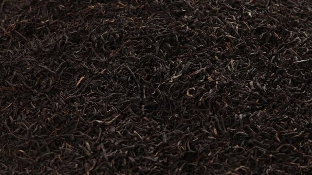  close up of dry balck tea food texture rotation