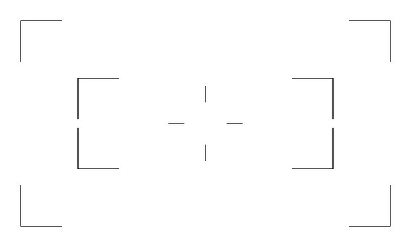 Minimal camera focus frame viewfinder overlay isolated on transparent background