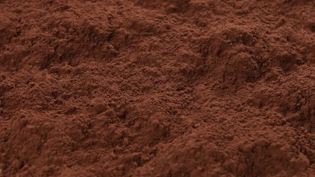 close up of dry cacao powder food texture rotation