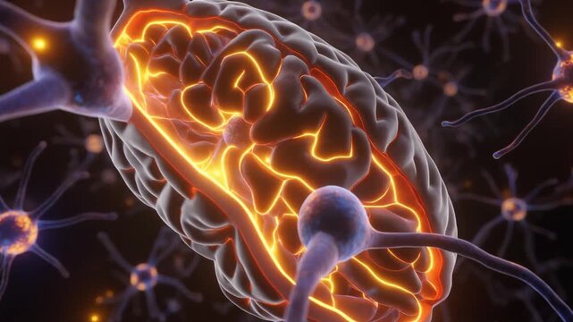 Abstract visualization of brain activity and neural connections