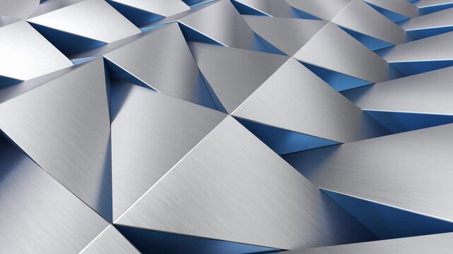 Parts of a grey metallic volumetric geometric background slowly move up or down. 3d animation