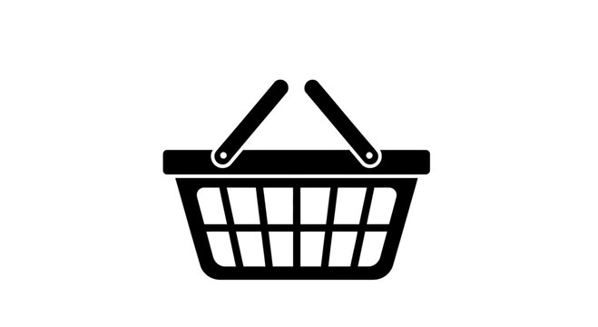 A black illustration of a shopping basket with handles on a white background d2 (83)