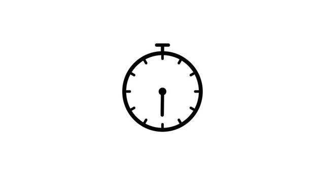 Black clock icon with moving arrows in 12 hour loop. Stopwatch animation.time number clock animation video 4k.second minute hours clock animation
