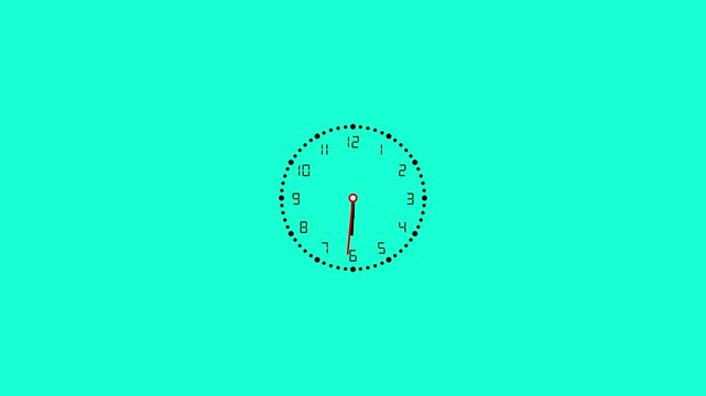 Black clock icon with moving arrows in 12 hour loop. Stopwatch animation.time number clock animation video 4k.second minute hours clock animation