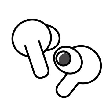 両耳のワイヤレスイヤホンのシンプルなベクターイラスト