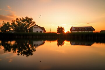 Fototapeta premium sunrise over the river