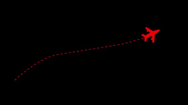 travel flying route destination, Travel on airplane map simple animation background.Airplane line path animation. Movement of air plane flight and route with points. Travel, trip dashed line trace..