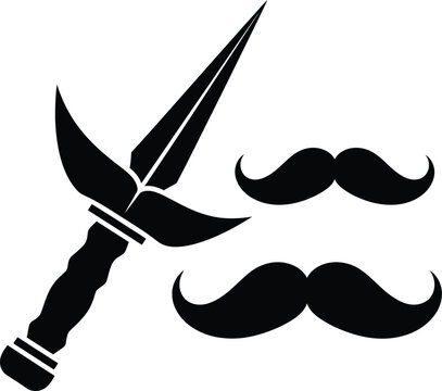 Celebrating happy fathers day a stylish mustache and kris dagger icon for dad's special day