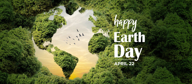 Our power, our planet. Earth day 2026 concept background. Ecology concept. Design with globe map drawing and leaves isolated on white background.