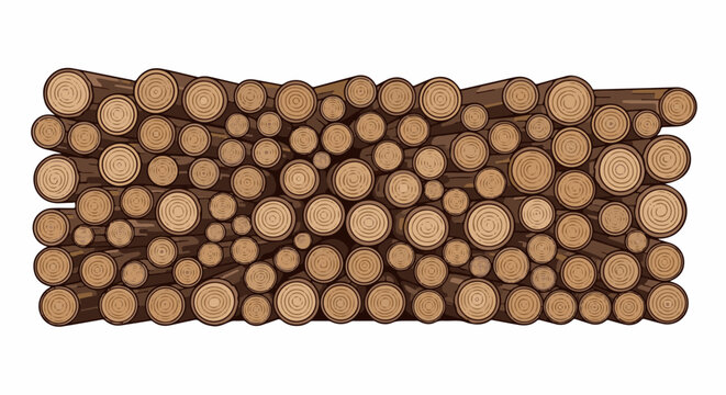 A stacked pile of cut logs displaying circular wood grain patterns