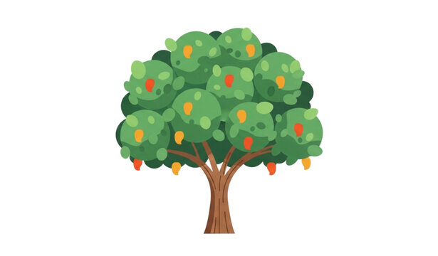 Minimal mango tree vector flat illustration tropical fruit plant