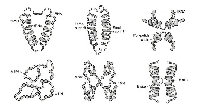 Molecular Structures: Ribosomes, tRNA, mRNA, Polypeptide Chains, Protein Folding