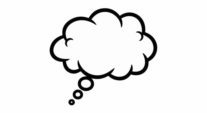 A blank cloud-shaped speech bubble with three small circles