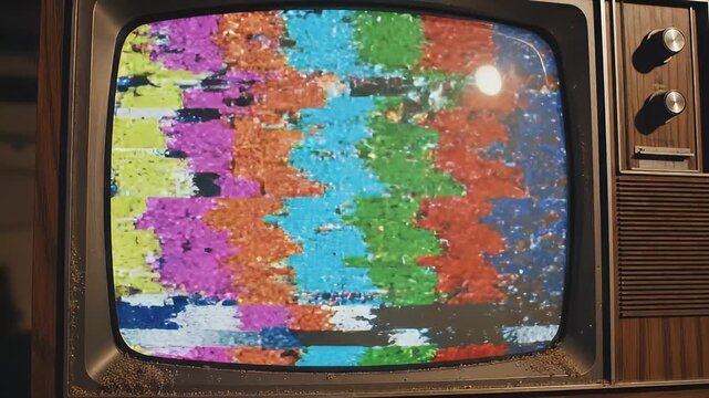 Retro Television Screen with Static and Horizontal Lines