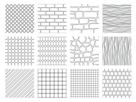 Landscape Architecture CAD Hatch Pattern Set Grass Water Stone Wall Texture Elements Collection