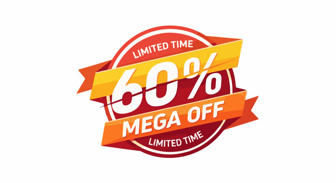 Sale banner with 60% off, mega sale, limited time