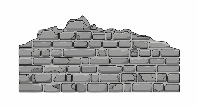 Crumbling stone wall with rough, uneven top edge and weathered appearance