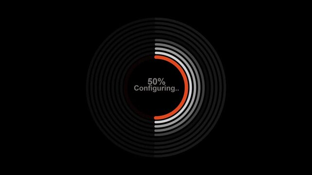 A loading icon with a circular progress bar showing 25 percent configuration on a Overlay Transparent  background with orange and gray accents