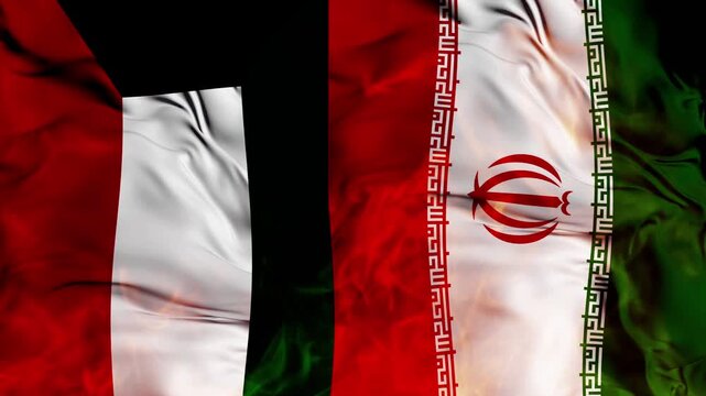 Kuwait vs Iran Flags Animation 4K Loop Background