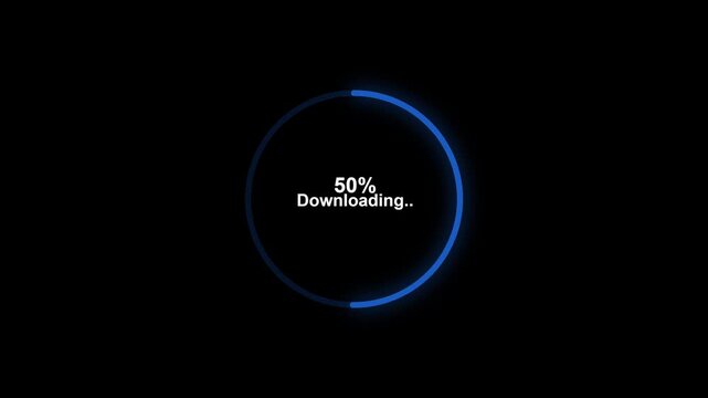 A blue loading circle with 25 percent downloading on a Overlay Transparent  background