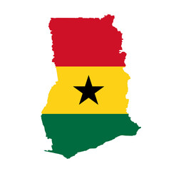 Obraz premium Map Outline of Ghana with National Flag Colors and Emblem Design wordcup football