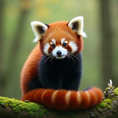 Obraz premium Pictured is a red panda (Ailurus fulgens), a small mammal native to the eastern Himalayas and southwest China