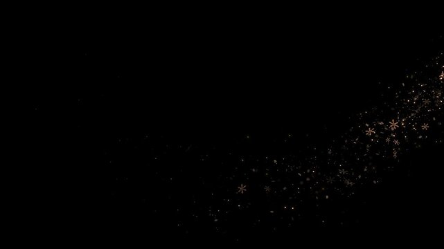 Golden light trail spiral sparkle stars glitters sparkling stardust spiral circle animation, snow glowing gold particles trail background design element. Christmas Diwali, Ramadan Intro Fireworks.
