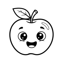 Obraz premium Cute Cartoon Apple Character Line Art Coloring Page