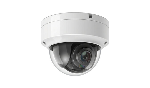 White dome CCTV camera realistic 3D vector illustration isolated on white background for security surveillance system